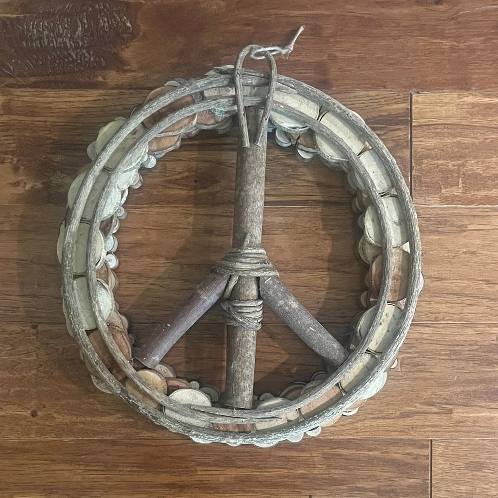 Rustic Wooden Peace Sign Wreath - Picture 2 of 2